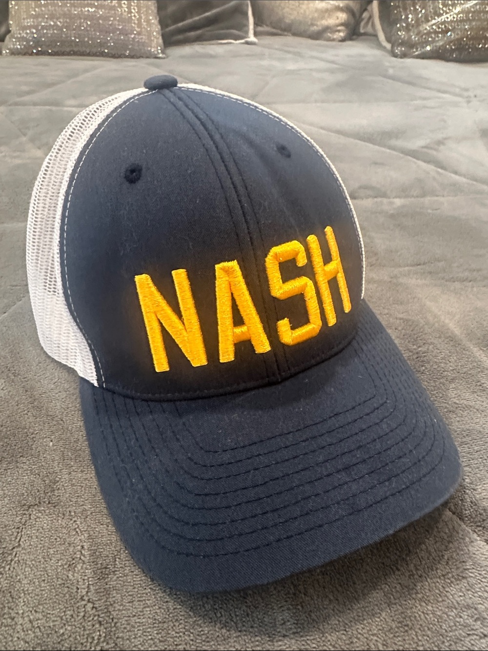 NASH Embroidered Navy & White Trucker Hat